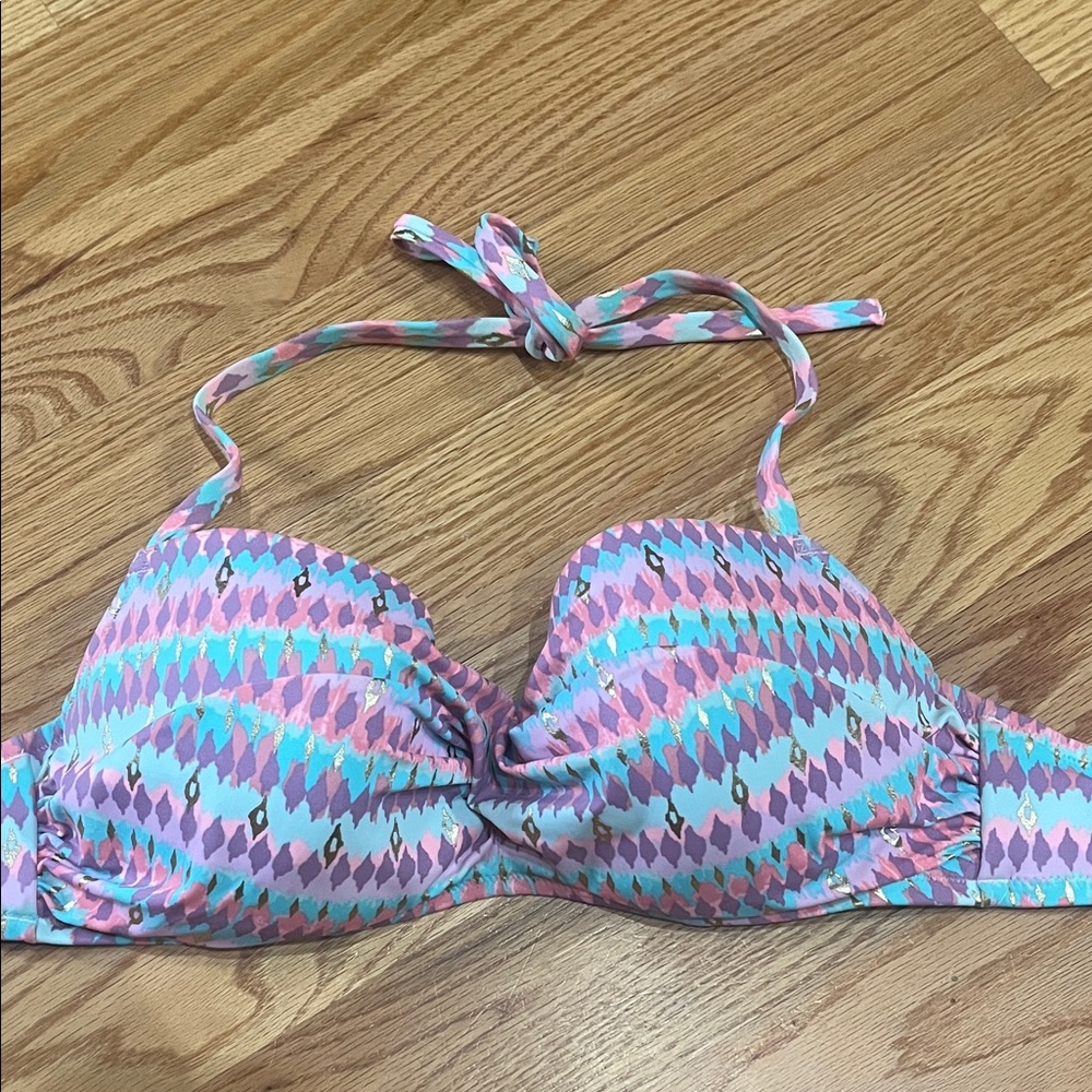 Shade & Shore Aqua and Pink Bikini Top